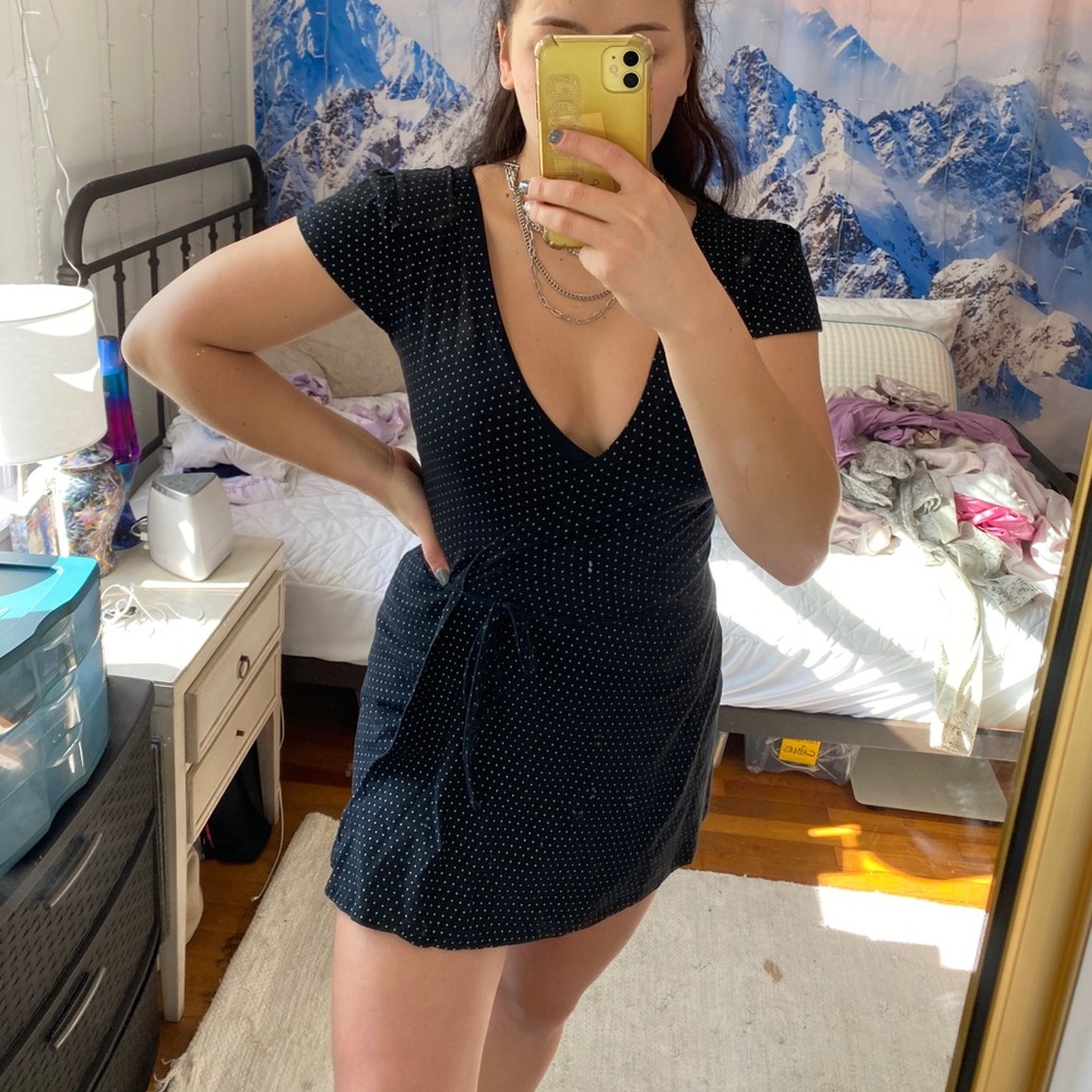 Brandy Melville Robbie Polka Dot Tie Dress